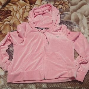 Pastel Light Pink Velour Hoodie